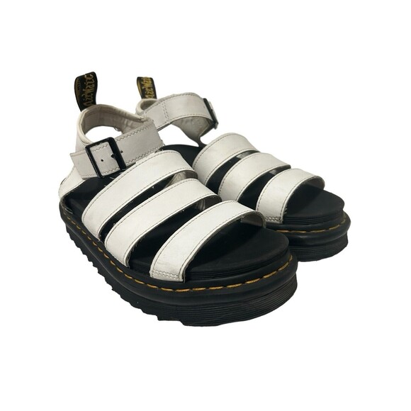 DR MARTENS Blaire Platform Chunky Sandals Three Strap White Leather Y2K Sz 7 - Picture 5 of 12